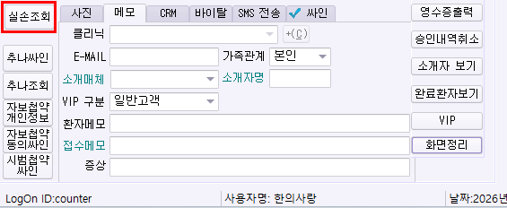 실손 조회 버튼